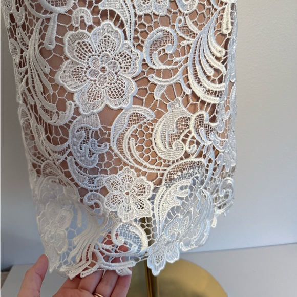 Dress the Population Anna Lace Dress Sz M Ivory/Nude - Picture 5 of 10